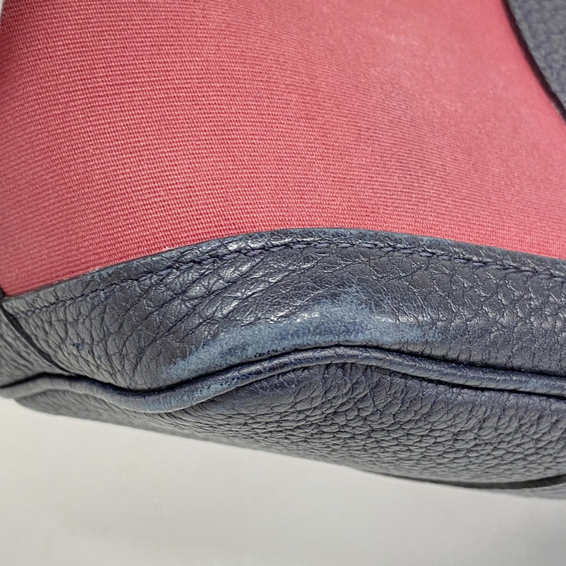【6fc3789】エルメス トートバッグ ガーデンパーティTPM トワルオフィシエ ブラック レッド シルバー金具 □R刻印【中古】レディース