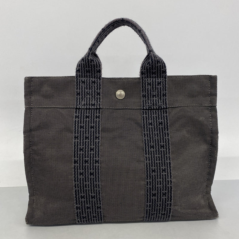 【6fc3810】エルメス ハンドバッグ エールラインPM キャンバス グレー シルバー金具【中古】レディース