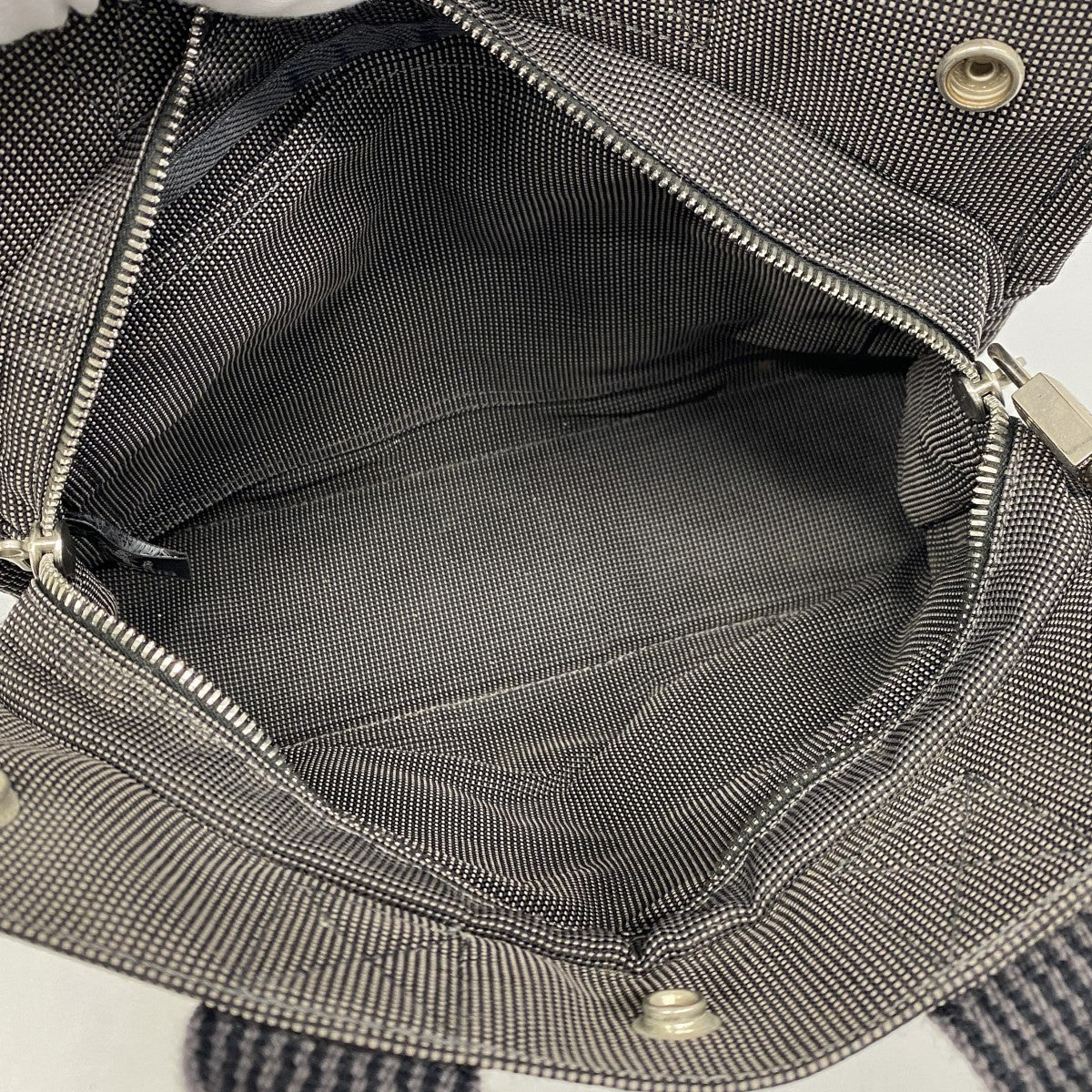 【6fc3810】エルメス ハンドバッグ エールラインPM キャンバス グレー シルバー金具【中古】レディース