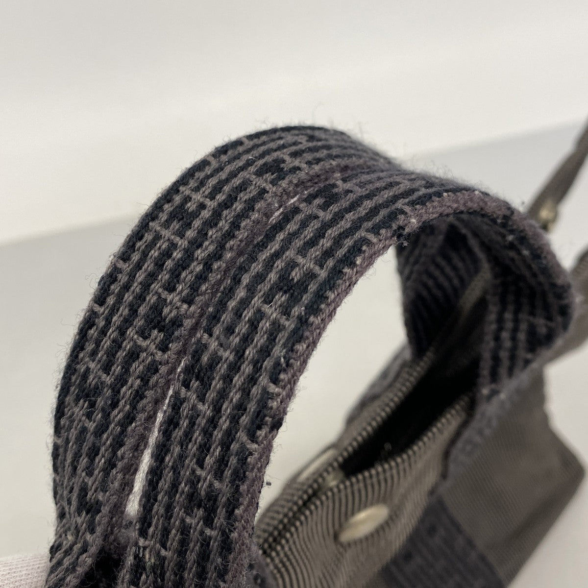 【6fc3810】エルメス ハンドバッグ エールラインPM キャンバス グレー シルバー金具【中古】レディース
