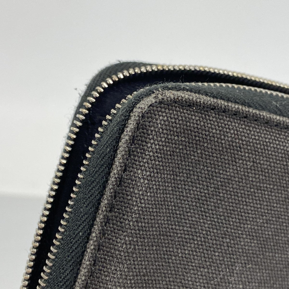 【6fc3819】エルメス 長財布 フールトゥパースGM キャンバス ブラック グレー シルバー金具【中古】メンズ レディース ユニセックス