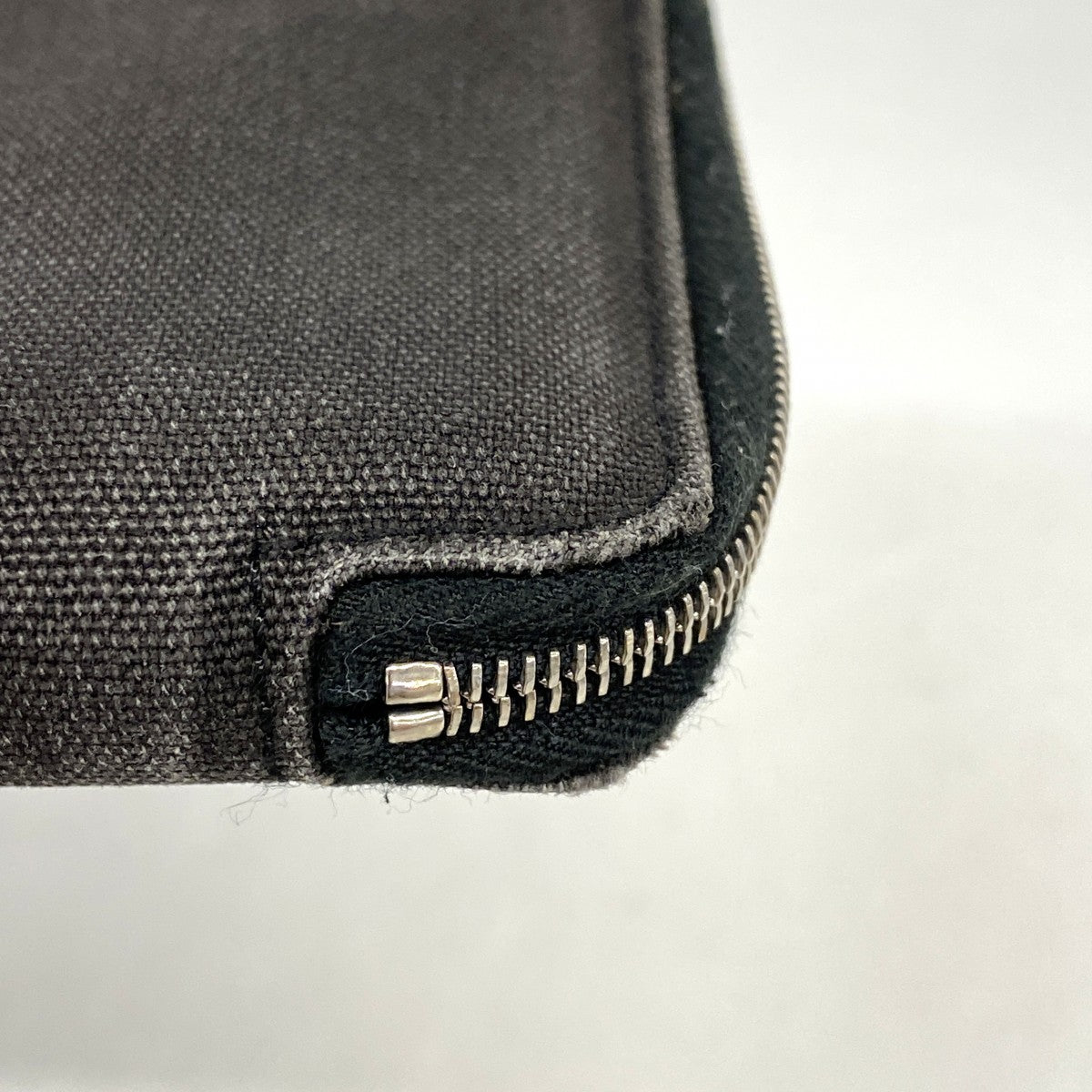 【6fc3819】エルメス 長財布 フールトゥパースGM キャンバス ブラック グレー シルバー金具【中古】メンズ レディース ユニセックス
