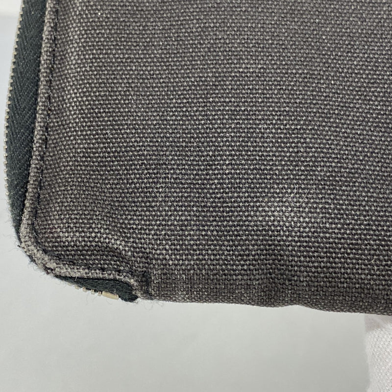 【6fc3819】エルメス 長財布 フールトゥパースGM キャンバス ブラック グレー シルバー金具【中古】メンズ レディース ユニセックス