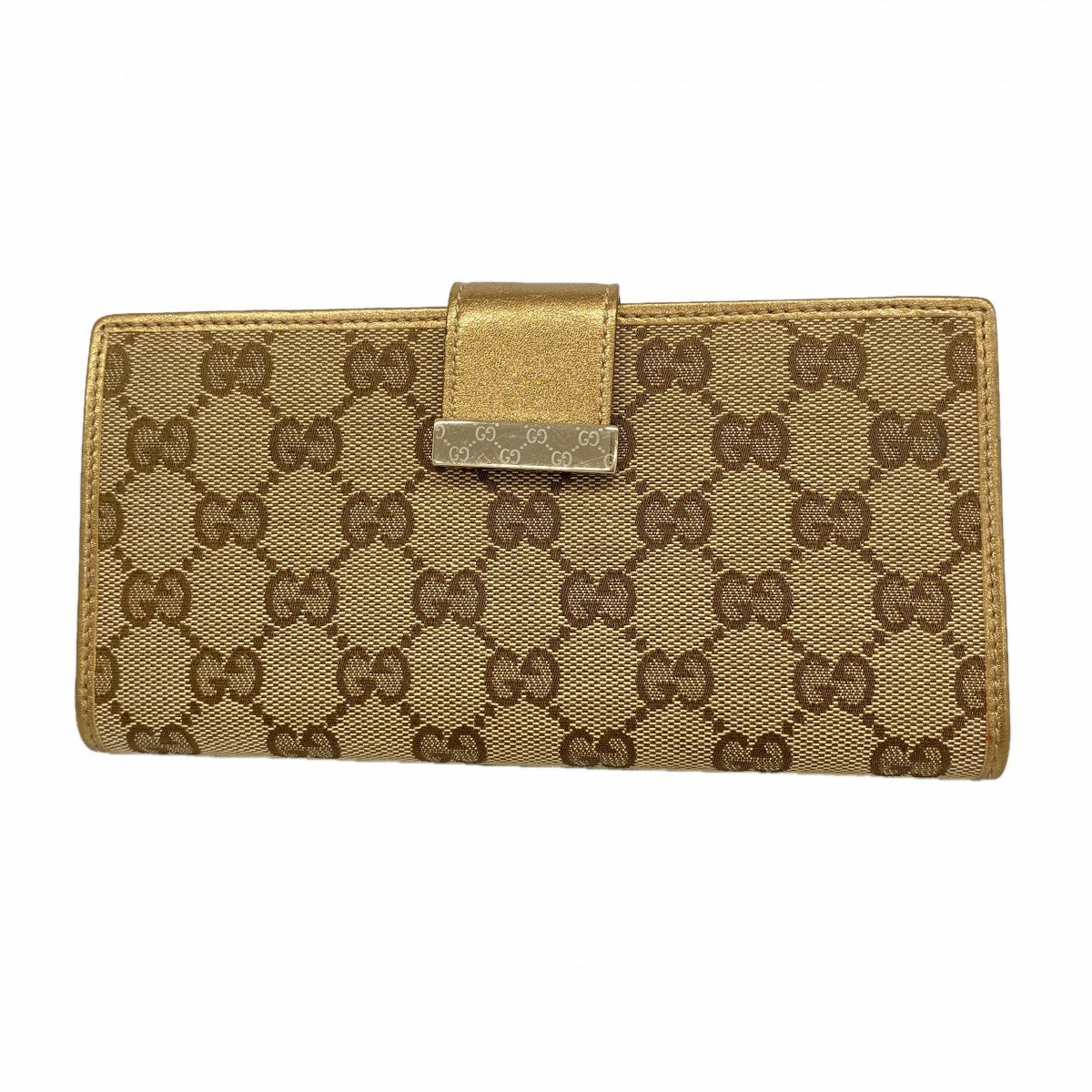 【6fc3866】グッチ 長財布 GGキャンバス 212089 キャンバス ブラウン ゴールド金具【中古】レディース