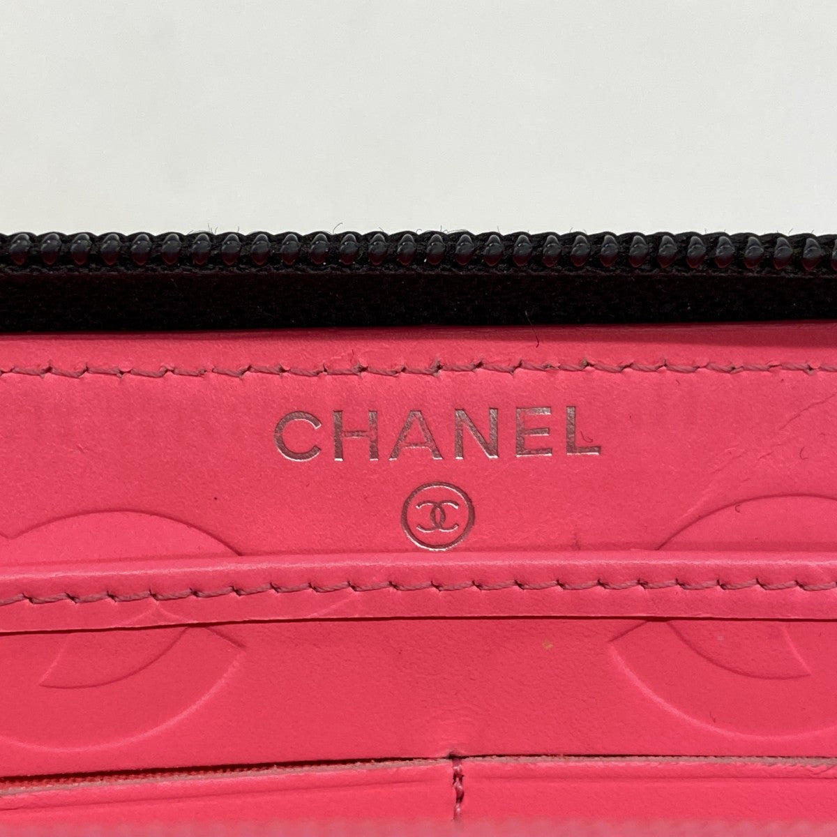 【6fc3885】シャネル 長財布 カンボン ラムスキン ブラック シルバー金具【中古】レディース