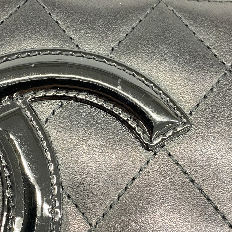 【6fc3885】シャネル 長財布 カンボン ラムスキン ブラック シルバー金具【中古】レディース