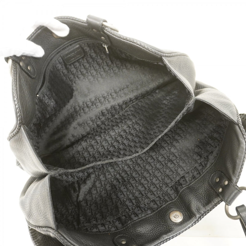【6fc3904】クリスチャンディオール ハンドバッグ ガウチョ レザー ブラック シルバー金具【中古】レディース