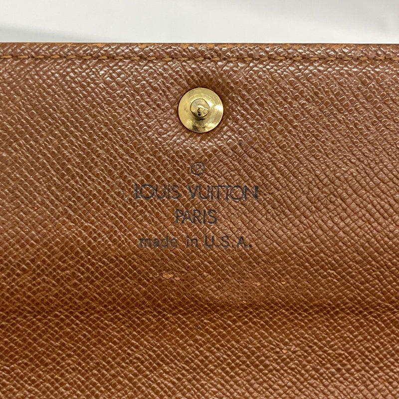 【6fc4034】ルイヴィトン 長財布 モノグラム ポシェットポルトモネクレディ M61725 ブラウン【中古】レディース