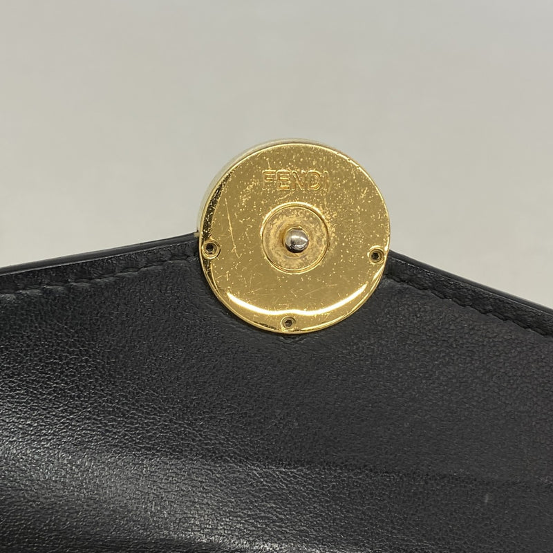 【6fc4057】フェンディ 長財布 レザー ブラック ゴールド金具【中古】レディース