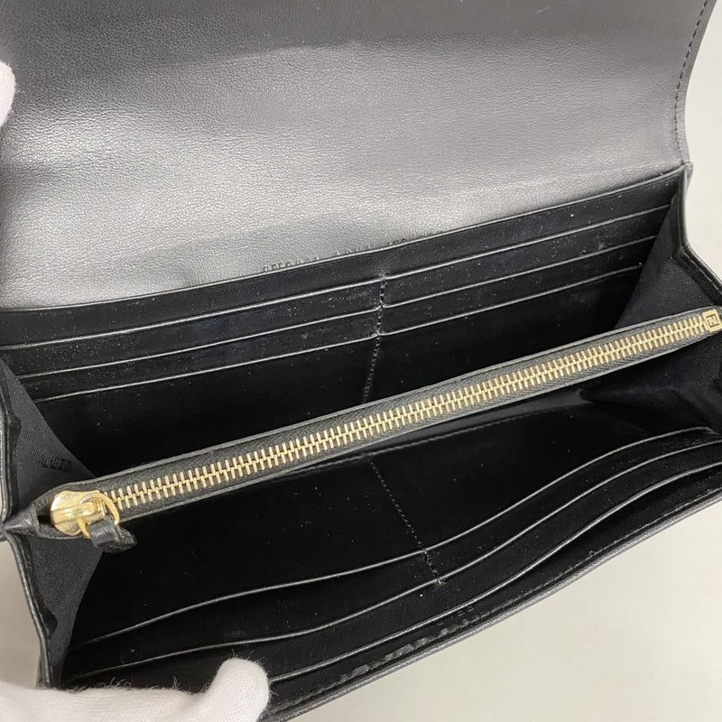 【6fc4057】フェンディ 長財布 レザー ブラック ゴールド金具【中古】レディース