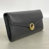 【6fc4057】フェンディ 長財布 レザー ブラック ゴールド金具【中古】レディース