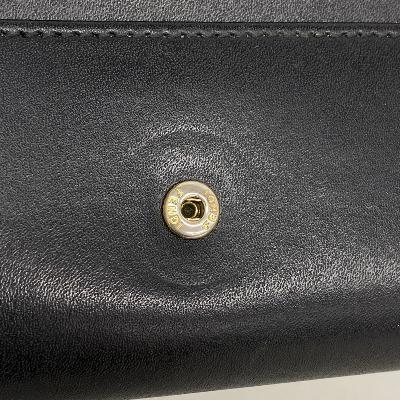 【6fc4057】フェンディ 長財布 レザー ブラック ゴールド金具【中古】レディース