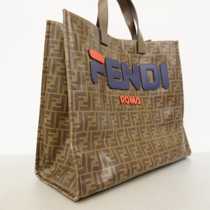 【6fc4083】フェンディ トートバッグ ズッカ フェンディマニア FIRAコラボ コーティングキャンバス ブラウン ゴールド金具【中古】メンズ レディース ユニセックス