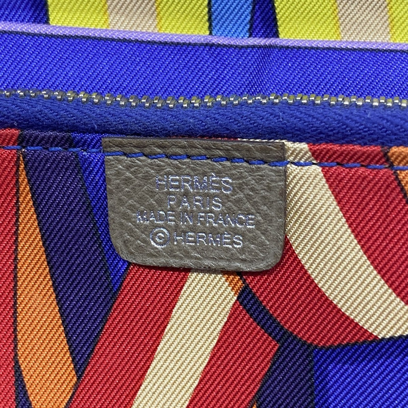 【6fc4092-h】エルメス 長財布 アザップロングシルクイン ヴォーエプソン エトゥープ シルバー金具 C刻印【中古】レディース