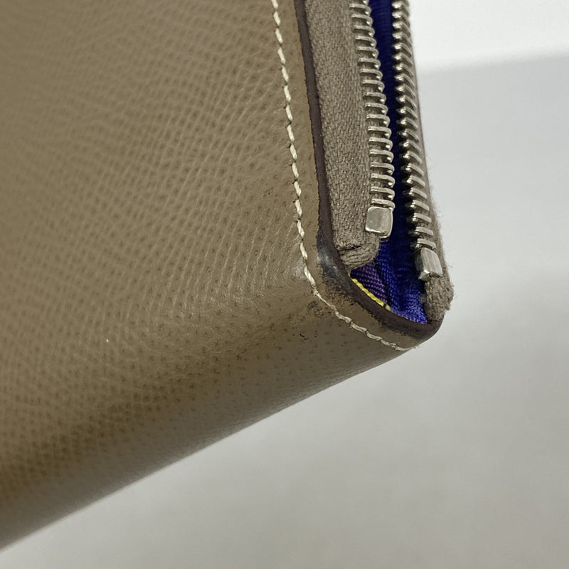 【6fc4092-h】エルメス 長財布 アザップロングシルクイン ヴォーエプソン エトゥープ シルバー金具 C刻印【中古】レディース