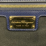 【6fc4094】サルヴァトーレフェラガモ ショルダーバッグ ヴァラ レザー ネイビー ゴールド金具【中古】レディース