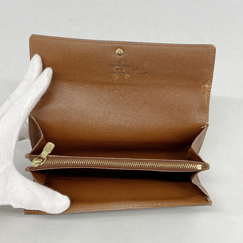 【6fc4109】ルイヴィトン 長財布 モノグラム ポシェットポルトモネクレディ M61725 ブラウン【中古】レディース