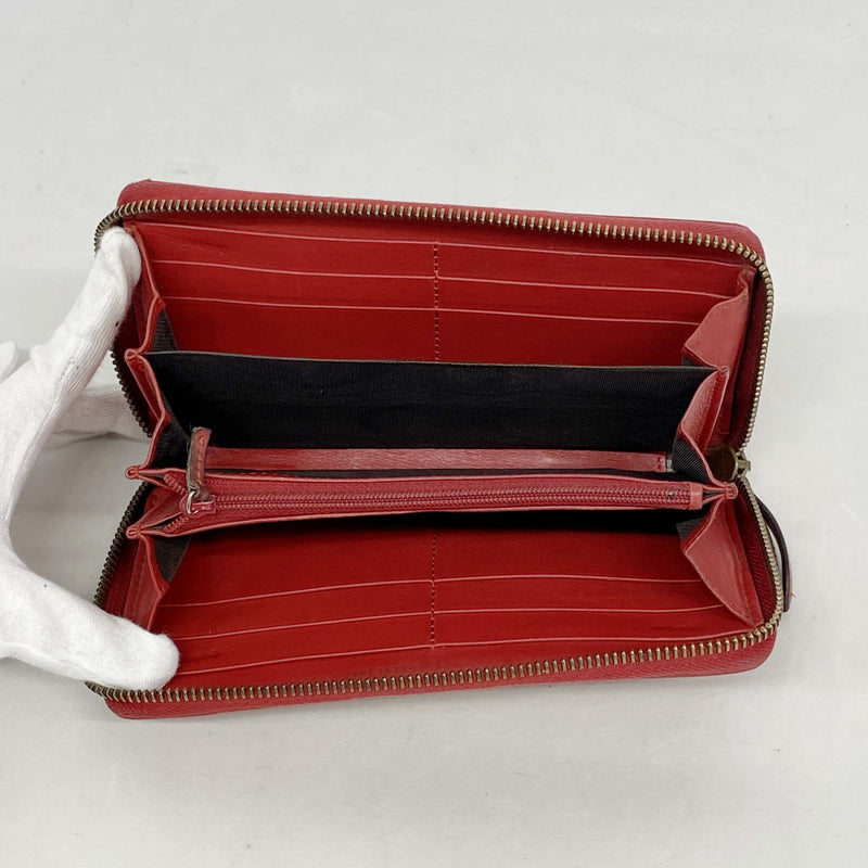 【6fc4126】グッチ 長財布 GGマーモント 443123 レザー レッド ゴールド金具【中古】レディース