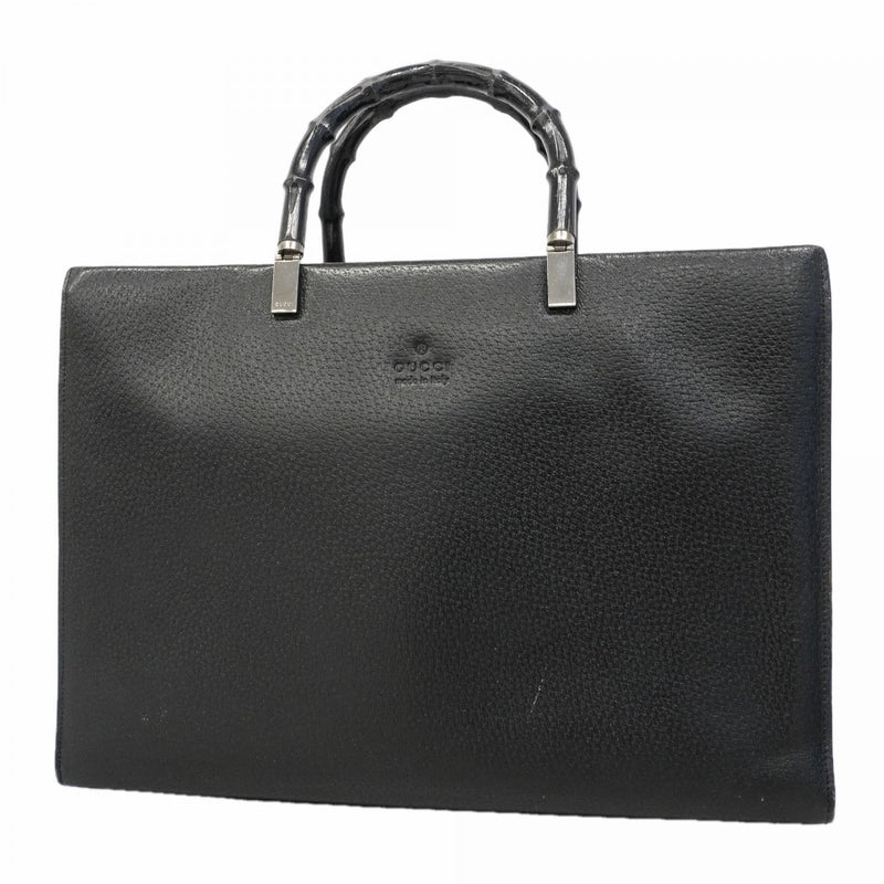 【6fc4134】グッチ ハンドバッグ バンブー 002 1034 レザー ブラック シルバー金具【中古】レディース
