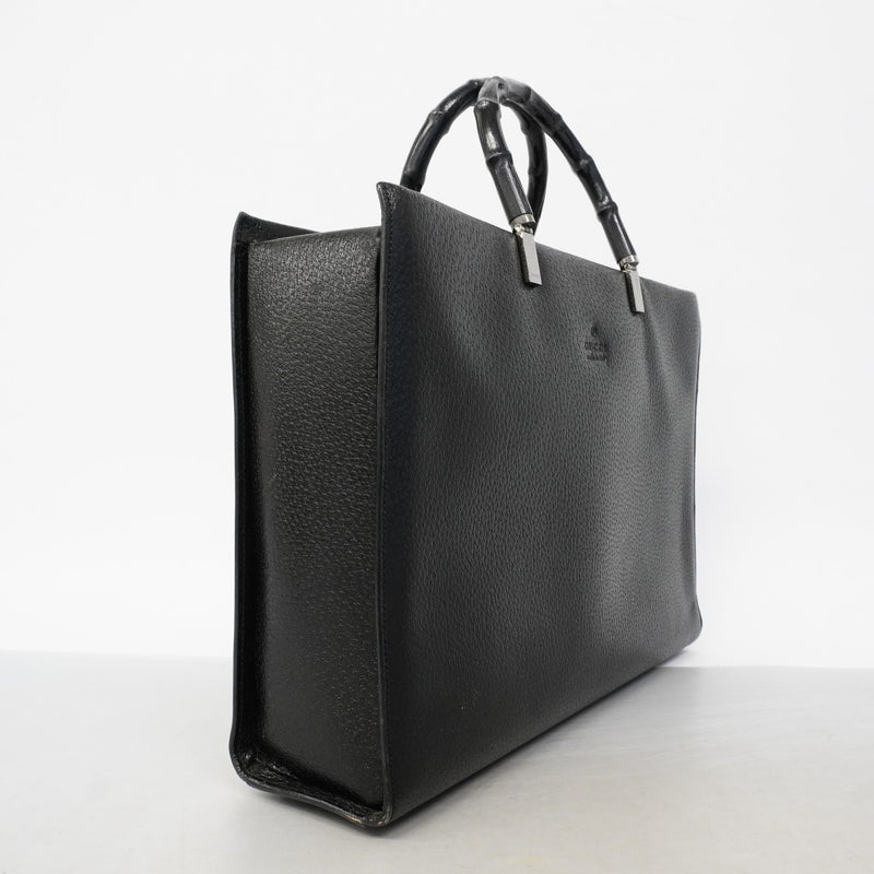【6fc4134】グッチ ハンドバッグ バンブー 002 1034 レザー ブラック シルバー金具【中古】レディース