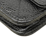 【6fc4148】シャネル ショルダーウォレット マトラッセ チェーンショルダー キャビアスキン ブラック シルバー金具【中古】レディース
