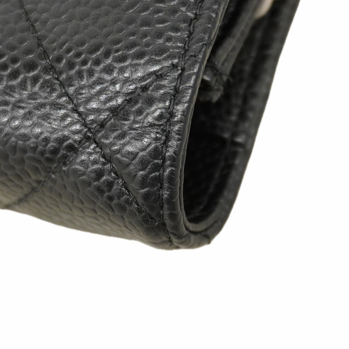 【6fc4148】シャネル ショルダーウォレット マトラッセ チェーンショルダー キャビアスキン ブラック シルバー金具【中古】レディース