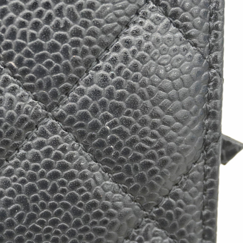 【6fc4148】シャネル ショルダーウォレット マトラッセ チェーンショルダー キャビアスキン ブラック シルバー金具【中古】レディース