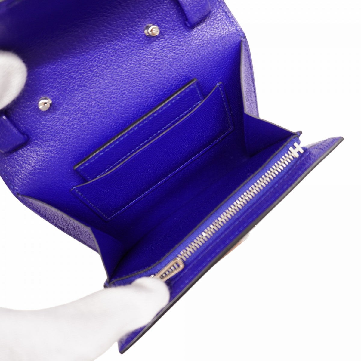 【6fc4158】エルメス ショルダーウォレット シネティックトゥーゴー エバーカーフ ブルーエレクトリック シルバー金具 A刻印【中古】レディース
