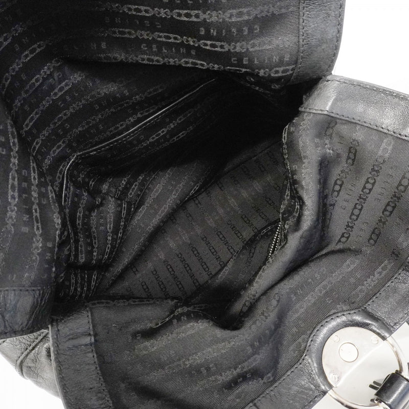 【6fc4169】セリーヌ トートバッグ レザー ブラック シルバー金具【中古】レディース