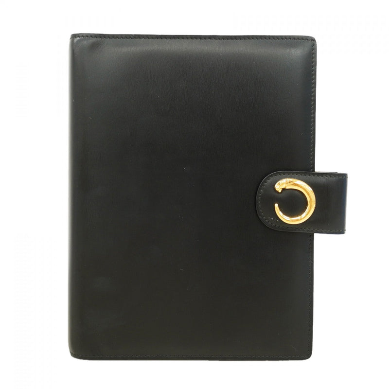 【6fc4179】カルティエ 手帳カバー パンテール レザー ブラック ゴールド金具【中古】メンズ レディース ユニセックス