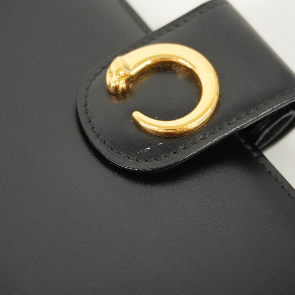 【6fc4179】カルティエ 手帳カバー パンテール レザー ブラック ゴールド金具【中古】メンズ レディース ユニセックス