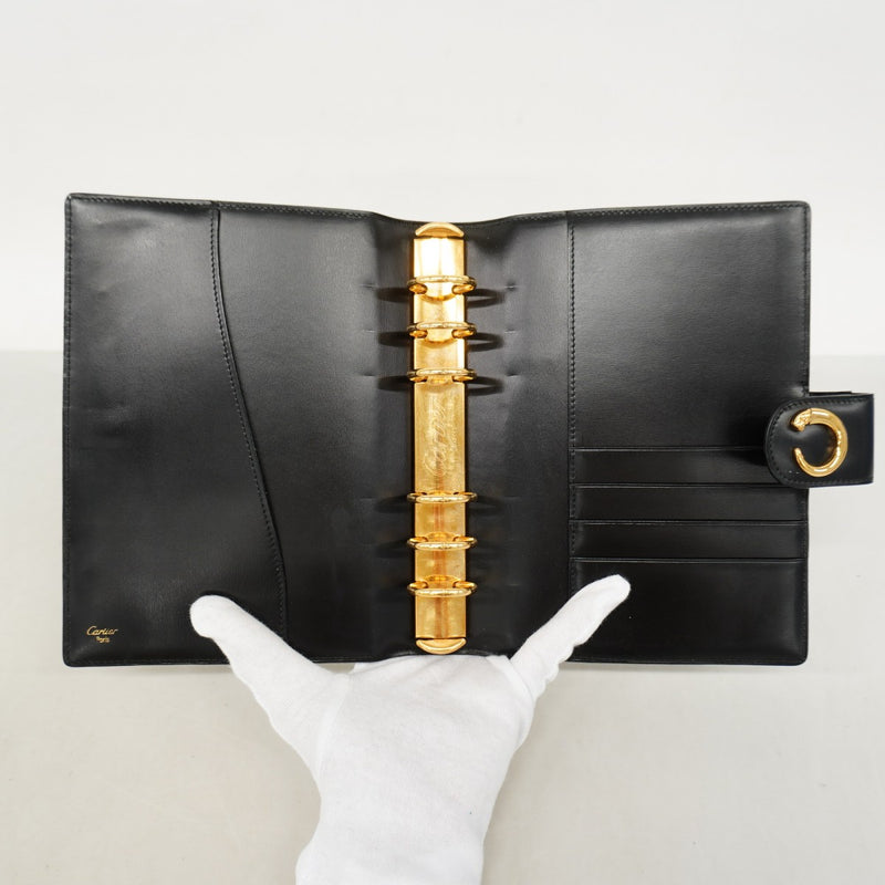 【6fc4179】カルティエ 手帳カバー パンテール レザー ブラック ゴールド金具【中古】メンズ レディース ユニセックス