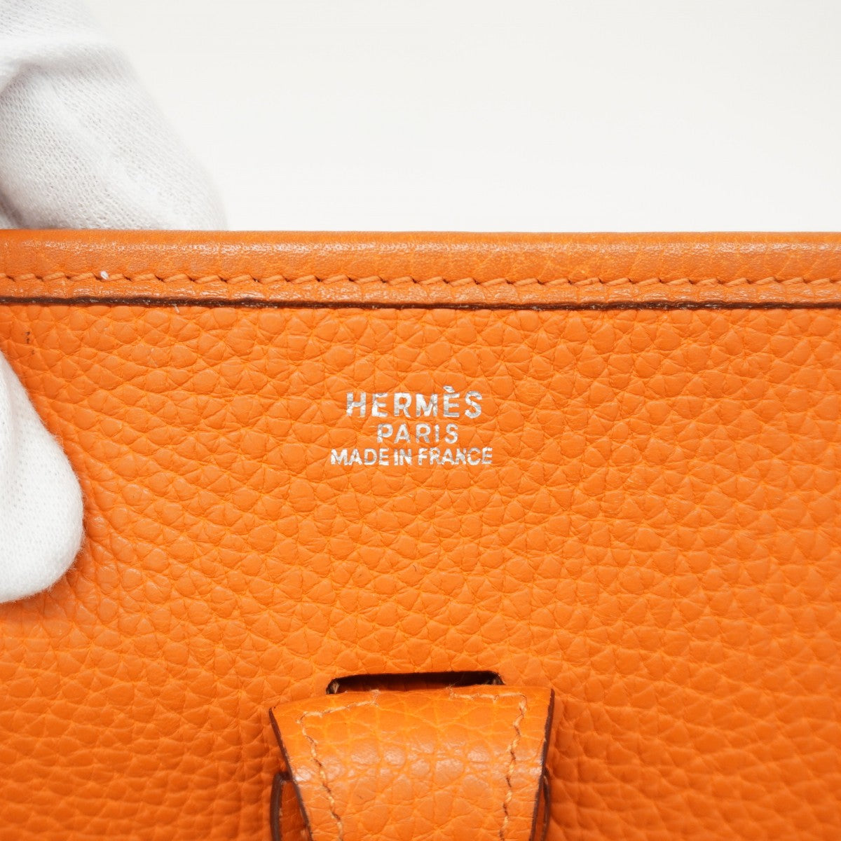【6fc4183】エルメス ショルダーバッグ エヴリン1PM トリヨンクレマンス オレンジ シルバー金具 □H刻印【中古】レディース