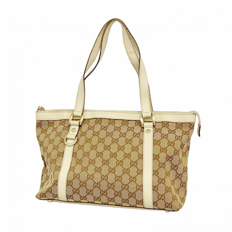 【6fc4233】グッチ トートバッグ GGキャンバス/アビー 141470 キャンバス ベージュ シャンパンゴールド金具【中古】レディース