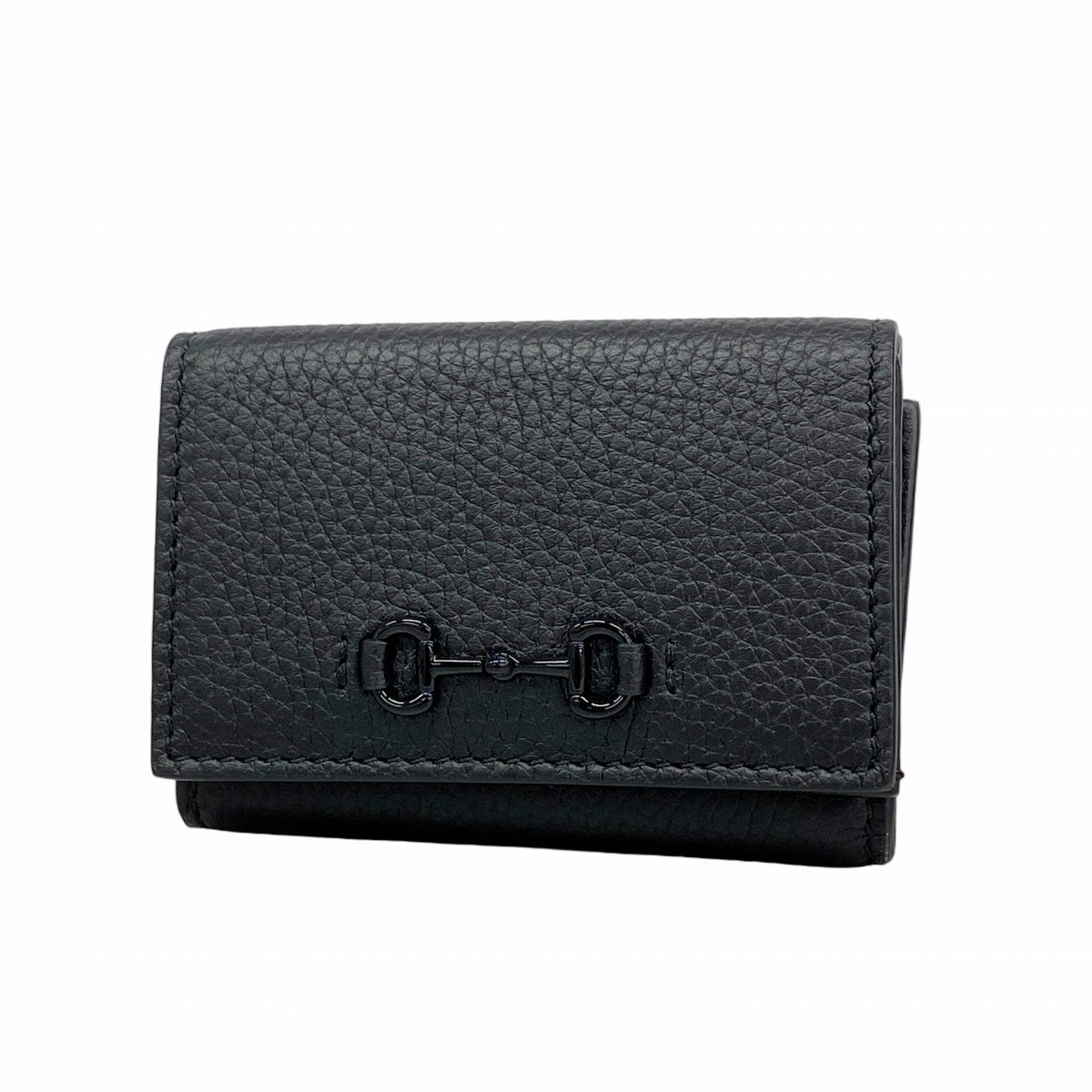 【6fc4240】グッチ 三つ折り財布 ホースビット 745988 レザー ブラック ゴールド金具【中古】レディース