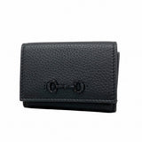 【6fc4240】グッチ 三つ折り財布 ホースビット 745988 レザー ブラック ゴールド金具【中古】レディース