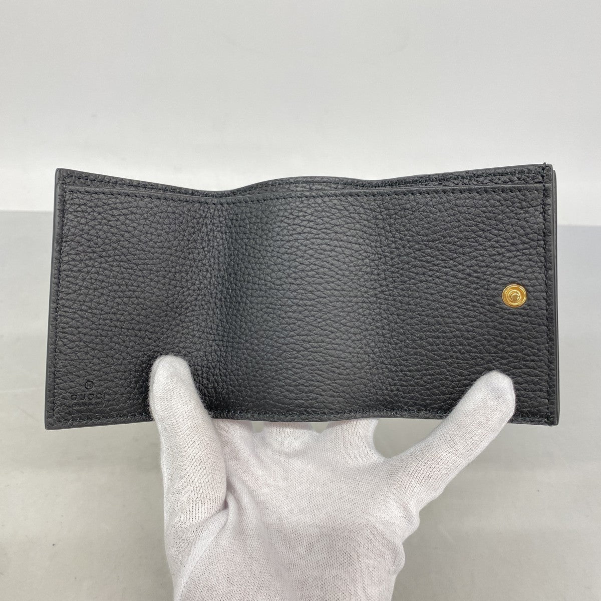 【6fc4240】グッチ 三つ折り財布 ホースビット 745988 レザー ブラック ゴールド金具【中古】レディース