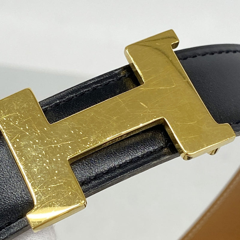 【6fc4242】エルメス ベルト コンスタンスベルト ボックスカーフ クシュベル ブラック ゴールド ゴールド金具 □B刻印【中古】レディース