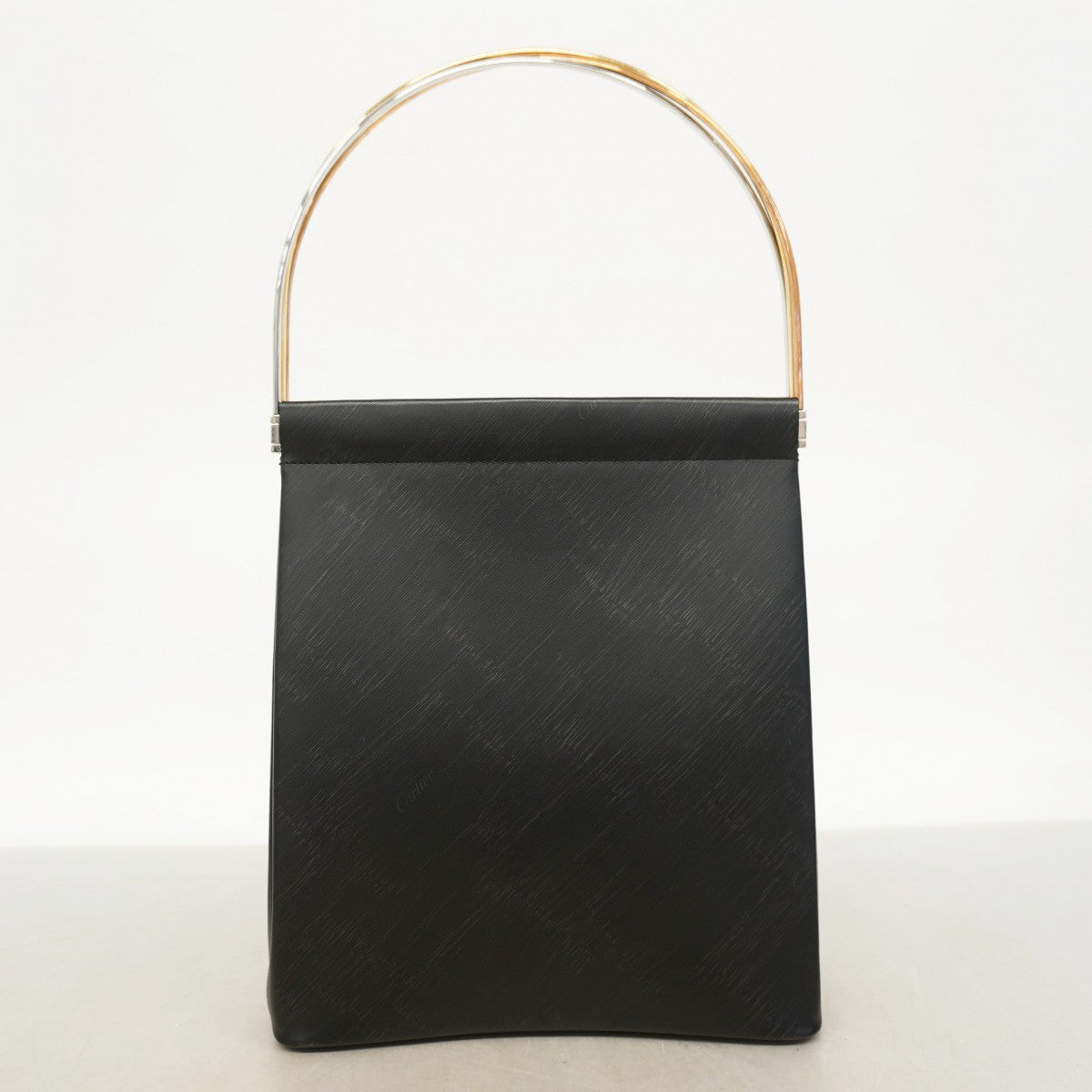【6fc4253-h】カルティエ ハンドバッグ トリニティ レザー ブラック ゴールド/シルバー金具【中古】レディース
