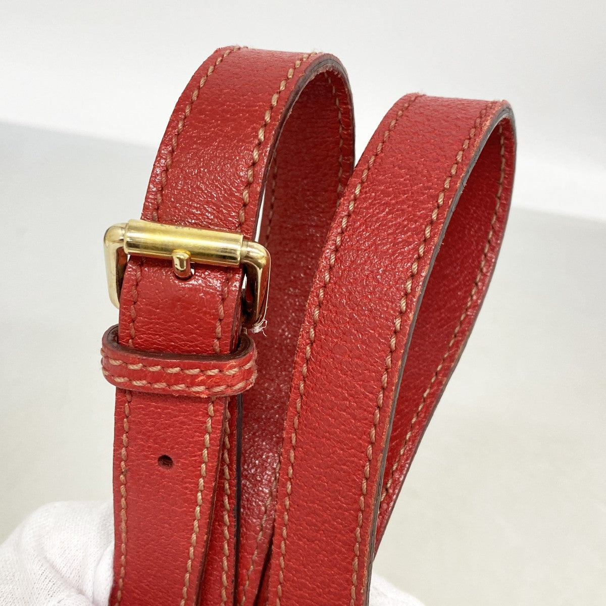 【6fc4274-k】グッチ ショルダーバッグ GGキャンバス 144388 キャンバス ネイビー レッド ゴールド金具【中古】レディース