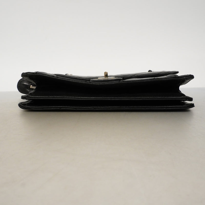 【6fc4287-k】シャネル ショルダーバッグ 2.55 チェーンショルダー ラムスキン ブラック シルバー金具【中古】レディース