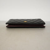 【6fc4289-k】シャネル 長財布 マトラッセ キャビアスキン ブラック ゴールド金具【中古】レディース