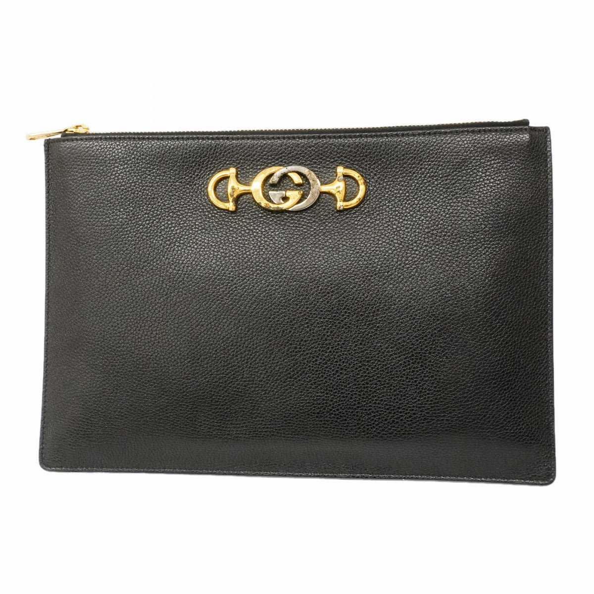 【6fc4294-k】グッチ クラッチバッグ ズゥミ 570728 レザー ブラック ゴールド/シルバー金具【中古】メンズ