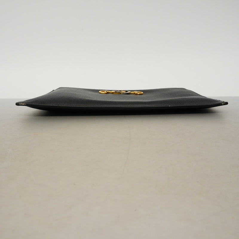 【6fc4294-k】グッチ クラッチバッグ ズゥミ 570728 レザー ブラック ゴールド/シルバー金具【中古】メンズ