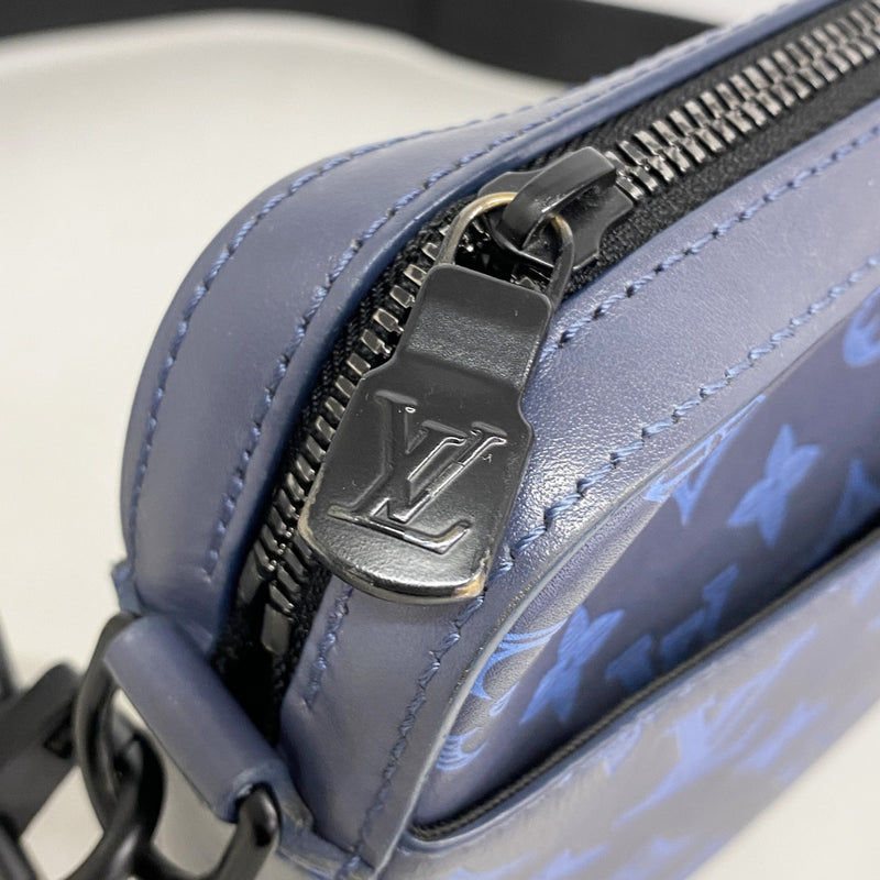【6fc4308-k】ルイヴィトン ショルダーバッグ モノグラム・シャドウ デュオメッセンジャー M45730 ネイビー【中古】メンズ