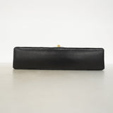 【6fc4329】シャネル ショルダーバッグ マトラッセ Wフラップ Wチェーン ラムスキン ブラック ゴールド金具【中古】レディース