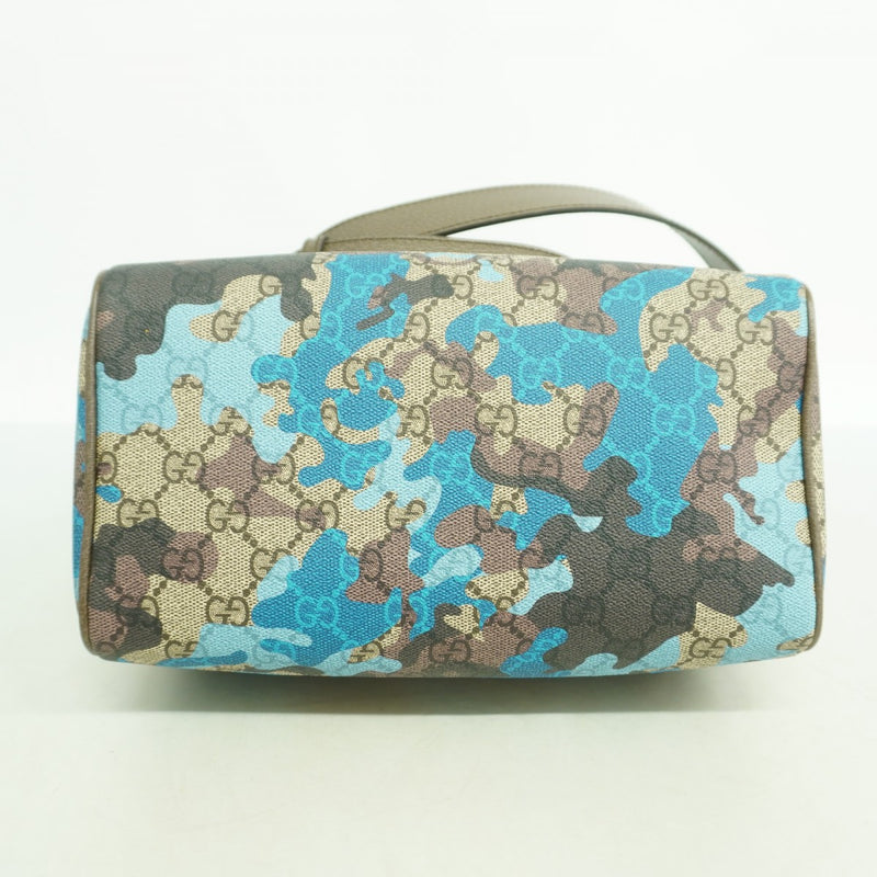 【6fc4370-k】グッチ ハンドバッグ カモフラージュ 854860 PVC ブルー ブラウン シルバー金具 2wayバッグ【中古】レディース