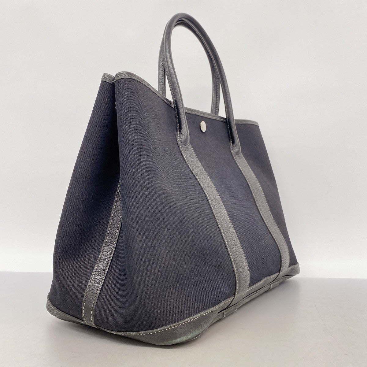 【6fc4386】エルメス トートバッグ ガーデンパーティPM トワルオフィシエ ブラック シルバー金具 □I刻印【中古】レディース
