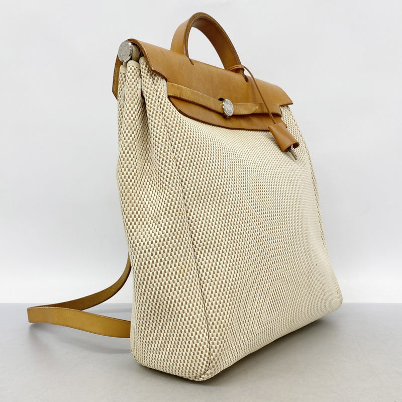 【6fc4387】エルメス リュック・デイパック エールバッグアドMM トワルGM ナチュラル シルバー金具 □G刻印【中古】メンズ レディース ユニセックス