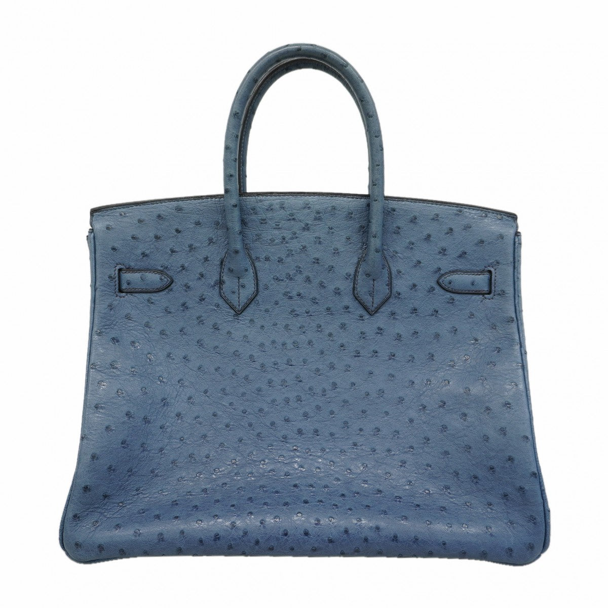 【6fc4401】エルメス ハンドバッグ バーキン35 オーストリッチ ブルーロイ シルバー金具 □E刻印【中古】レディース
